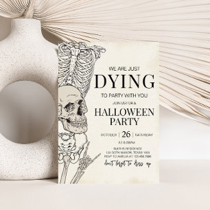 Gothic Dying to Party Skeleton Halloween Party Invitation