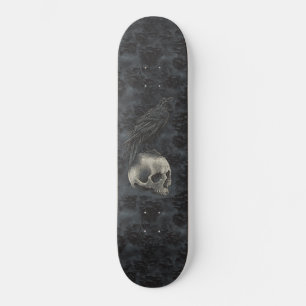 Gothic Edgar Poe Crow Skull Dark Skateboard
