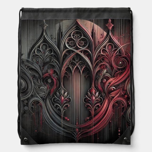 Gothic Elegance Drawstring Backpack (Front)