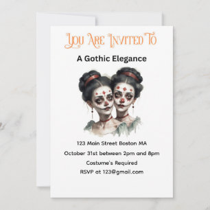 Gothic Elegance Halloween Invitation – Twin Ladies
