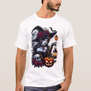 Gothic Elegance in Vintage Spooky Style T-Shirt