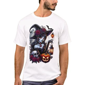 Gothic Elegance in Vintage Spooky Style T-Shirt