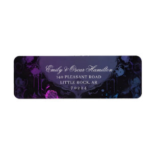 Gothic Elegance Purple Boho Rose Return Address Label