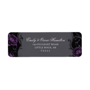 Gothic Elegance Purple Boho Rose Return Address Label