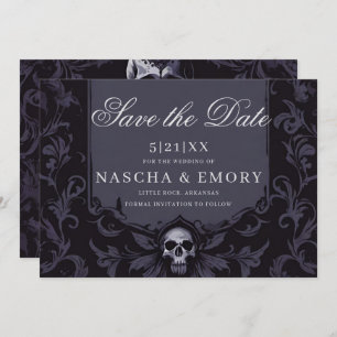 Gothic Elegance Purple Boho Skull Save The Date