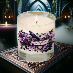 Gothic Elegance Purple Roses & Raven Personalized Scented Candle