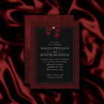 Gothic Elegance | Ruby Red Dark Moody Bow Wedding Invitation