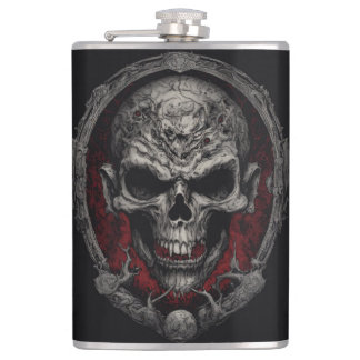Gothic Elegance: Skull Head Vinyl Wrapped Flask 