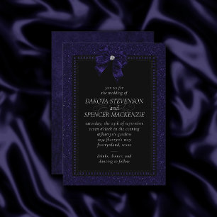Gothic Elegance Violet Purple Moody Bow Wedding Invitation