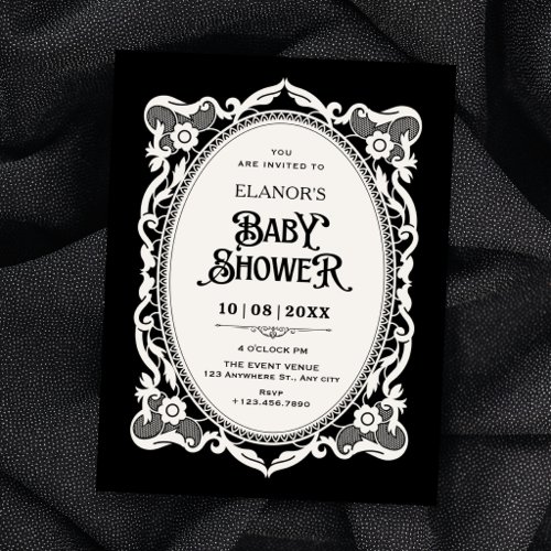 Gothic elegant baby shower invitation