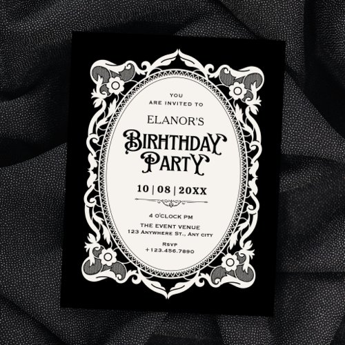 Gothic elegant birthday invitation