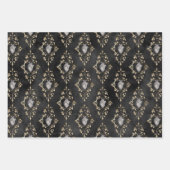 Gothic Elegant Black Halloween Wrapping Paper Sheets (Front)