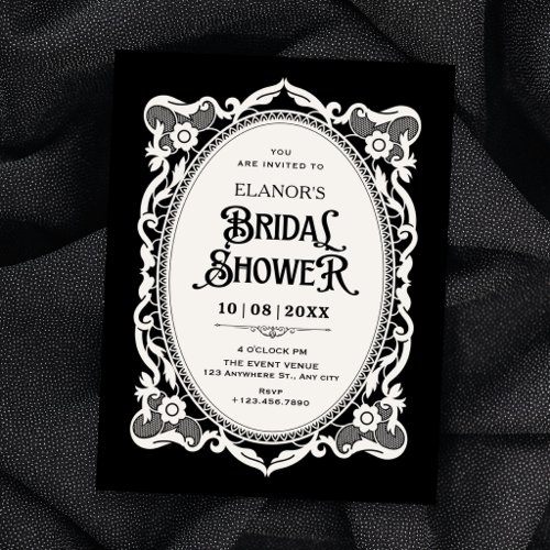 Gothic elegant bridal shower invitation