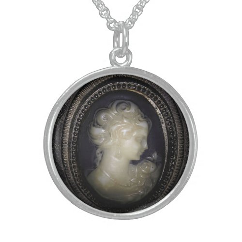 Gothic Elegant Creepy Vintage Victorian Cameo Pic Sterling Silver Necklace
