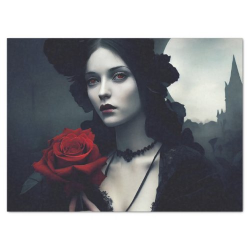  Gothic Elegant Lady Red Rose Decoupage Tissue Paper