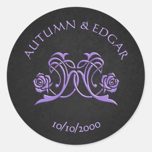 Gothic Elegant Roses Wedding Classic Round Sticker