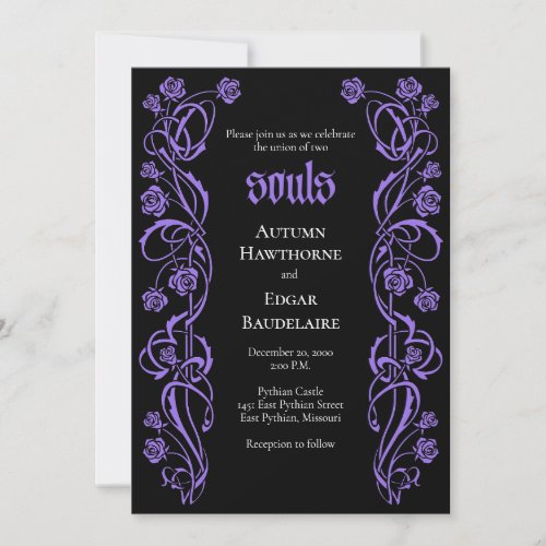 Gothic Elegant Roses Wedding Invitation