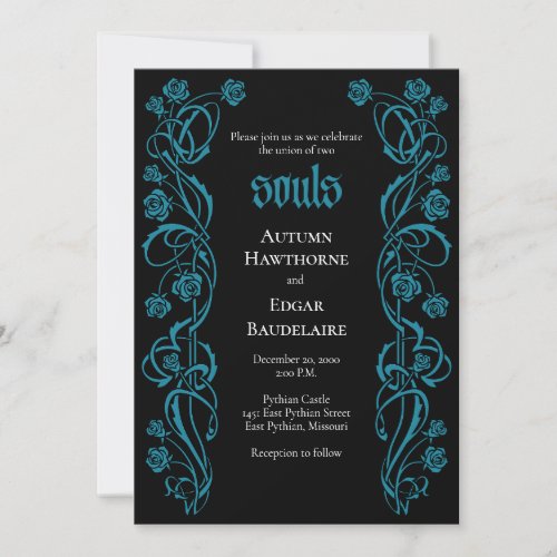 Gothic Elegant Roses Wedding Invitation
