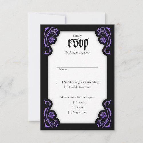 Gothic Elegant Roses Wedding RSVP Card