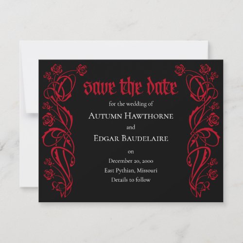 Gothic Elegant Roses Wedding Save The Date