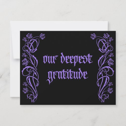 Gothic Elegant Roses Wedding Thank You Card