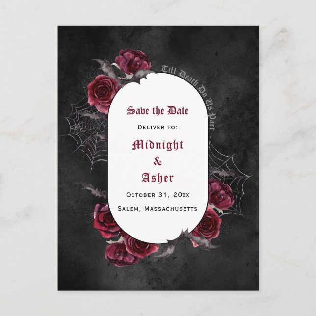 Gothic Elegant Till Death Do Us Part Save The Date Announcement Postcard (Front)