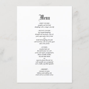 Gothic Elegant Wedding Dinner Menu
