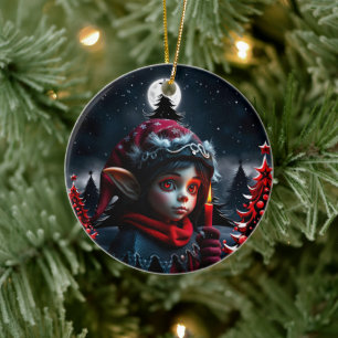 Gothic elf magic under the full moon. ceramic ornament