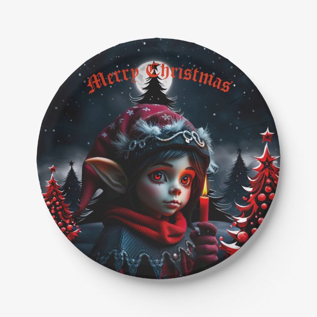 Gothic elf magic under the full moon.  paper plates (Front)