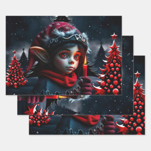 Gothic elf magic under the full moon. wrapping paper sheets