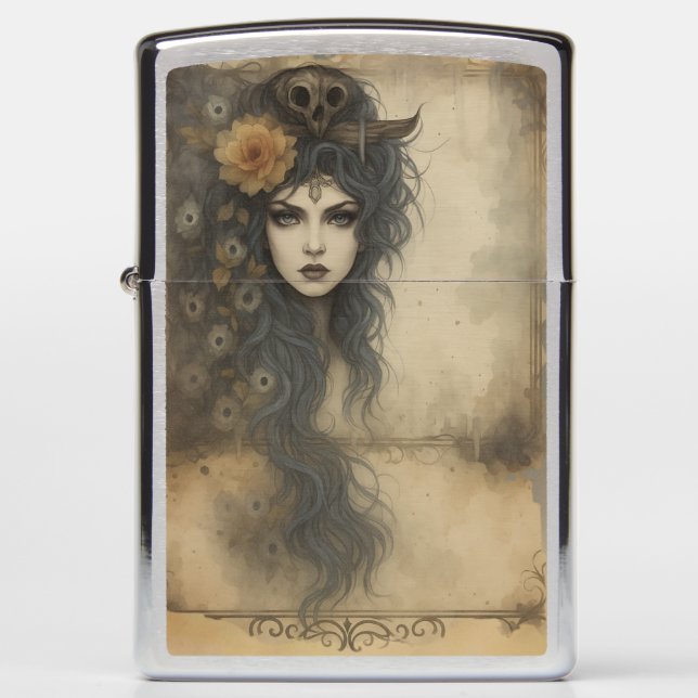 Gothic Enchantress | Dark Fantasy Zippo Lighter (Front)
