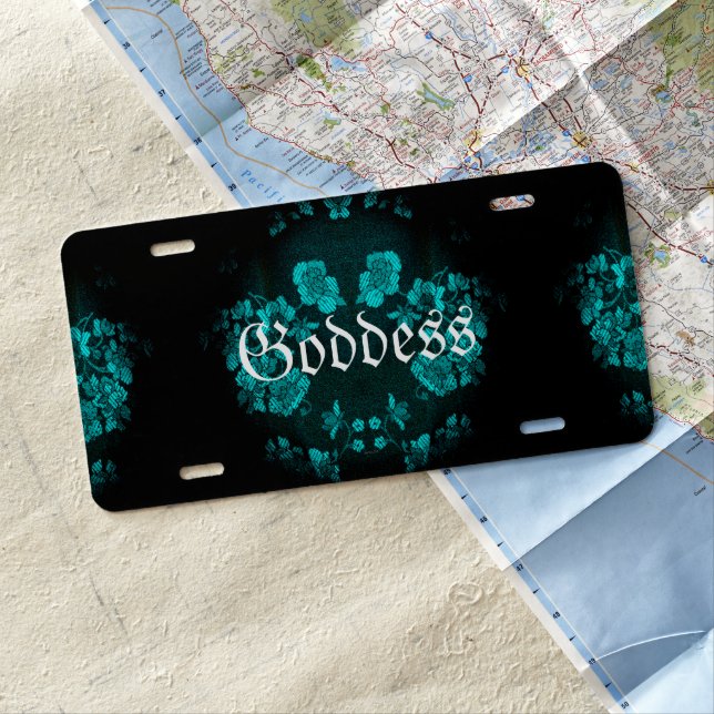 Gothic Eternal *Add Name* Turquoise License Plate (In Situ)