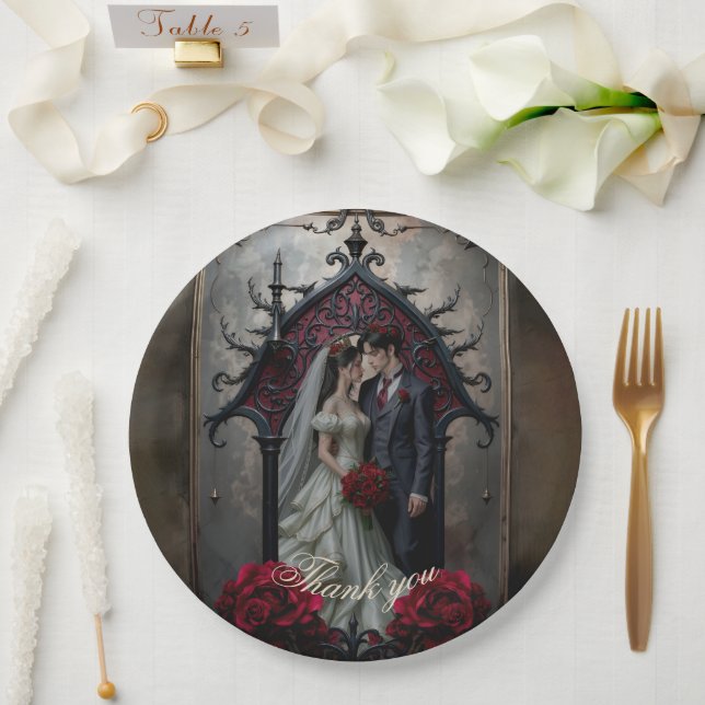 Gothic Eternal Love Paper Plates (Wedding)