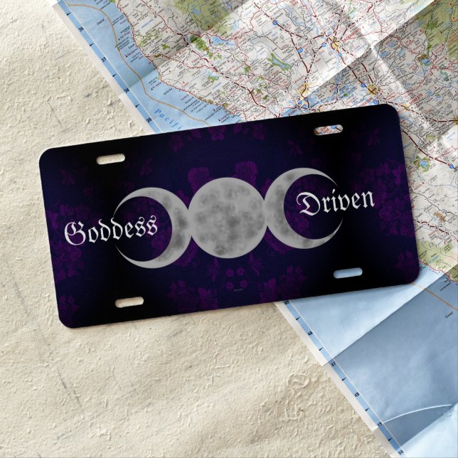 Gothic Eternal Triple Moon Purple License Plate (In Situ)