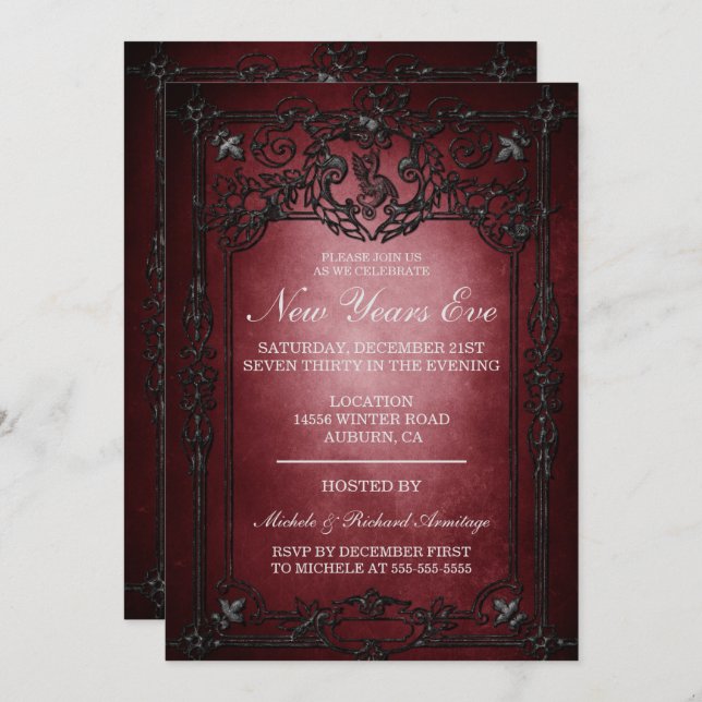 Gothic Evening New Years Invitation (Front/Back)