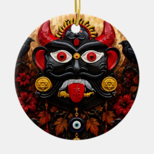 Gothic Evil Eye Halloween Drishti Bommai Folk Art  Ceramic Ornament