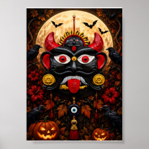 Gothic Evil Eye Halloween Drishti Bommai Folk Art  Poster
