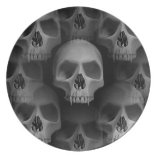 Gothic evil fanged skull Halloween horror Party Plates