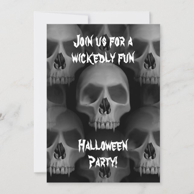 Gothic evil skull Halloween horror party Invitation (Front)