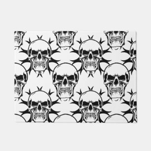  Gothic Evil Skulls BLACK AND WHITE  Doormat