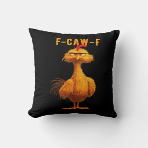 Gothic F-Caw-F Crow Funny Humor Throw Pillow
