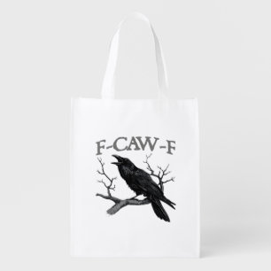 Gothic F-Caw-F Funny Crow Humor Essential Vintage Grocery Bag