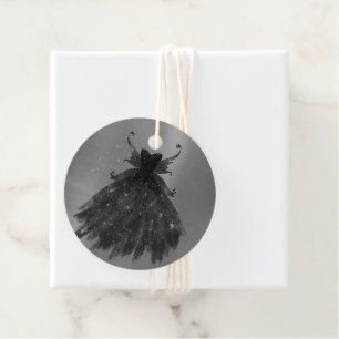 Gothic Fairy Black Gown   Vampy Goth Glam Sheen Favor Tags
