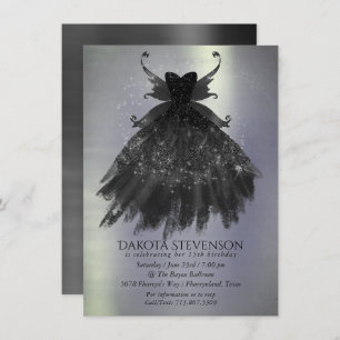 Gothic Fairy Black Gown   Vampy Goth Glam Sheen Invitation