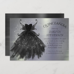 Gothic Fairy Black Gown Vampy Goth Glam Sheen Invitation