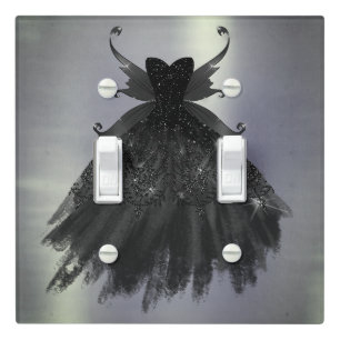 Gothic Fairy Black Gown Vampy Goth Glam Sheen Light Switch Cover