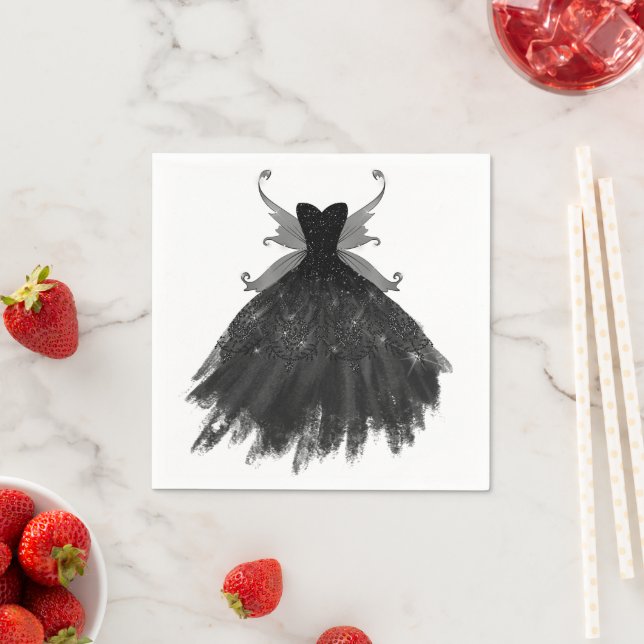 Gothic Fairy Black Gown | Vampy Goth Glam Sheen Napkins (Insitu)