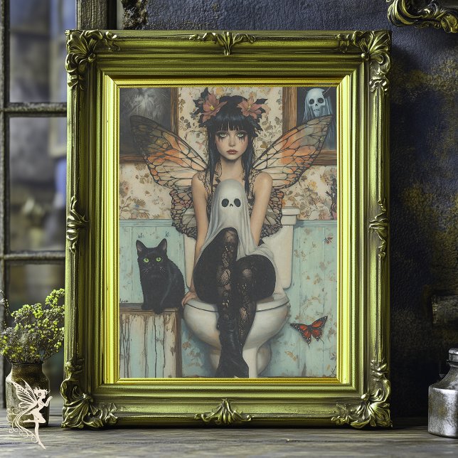 Gothic Fairy & Cat Sitting on Toilet Decoupage Tissue Paper (Creator Uploaded)