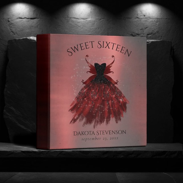 Gothic Fairy Crimson Gown | Deep Radiant Red Sheen 3 Ring Binder (Creator Uploaded)
