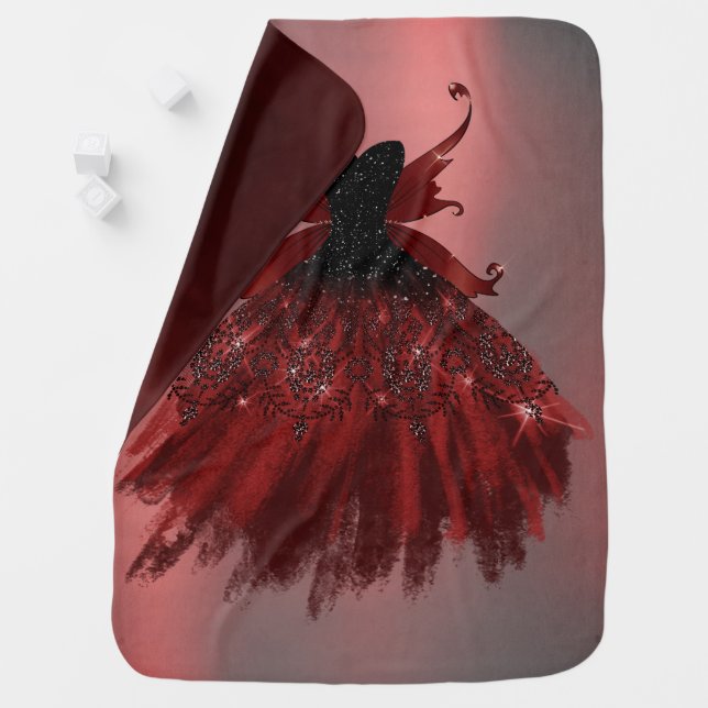 Gothic Fairy Crimson Gown | Deep Radiant Red Sheen Baby Blanket (In Situ)